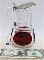 VICTORIAN RUBY STAINED SYRUP PITCHER