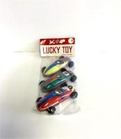 Lucky Toy Pack of 3 Vintage Tin Friction Race Cars