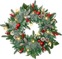 Christmas Wreath with 50 LED Lights and Timer