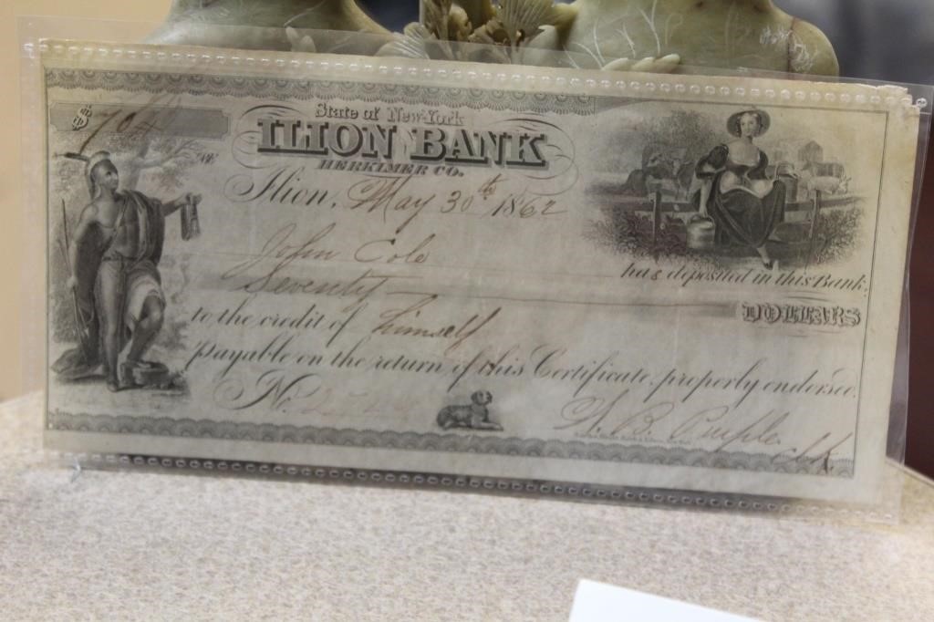 1862 Seventy Dollars Cashier's Check