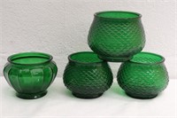 (4) FOREST GREEN VASES OR PLANTERS