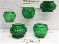 (5) FOREST GREEN PLANTERS OR VASES
