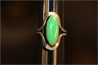 Green Enamel Sterling Ring