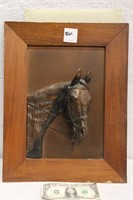 FRAMED COPPER HORSE HEAD IN RELIEF