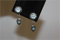 A Pair of Sterling and Gemstone Earrings