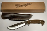 Wrangler Fixed Blade Bowie Knife W/ Leather