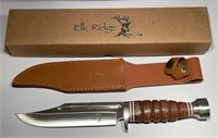 Elk Ridge Fixed Blade Knife w/ Leather Sheath &
