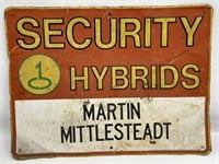Vintage Securtiy Hybrids Seeds Embossed Metal