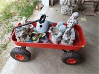 Big tire wagon with resin and wood decoratives
