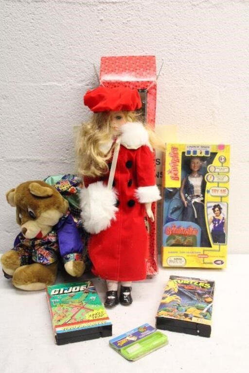 STUFFED BEAR, VHS TAPES, BEWITCHED CHARACTER