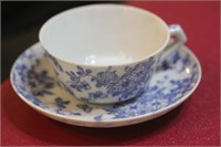 Antique Japanese Blue and White Cup and Saucer
