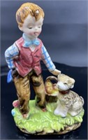Mid Century Arnart Boy with His Puppy Figurine