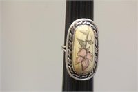 Sterling and Bone? Floral Ring