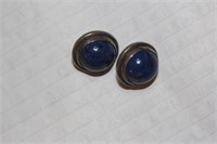 Pair of Lapis and Sterling Earrings