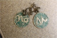 Mexico Sterling Pair of Mosaic Earrings