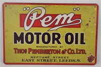 Contemporary Pem Motor Oil Advertising Sign.