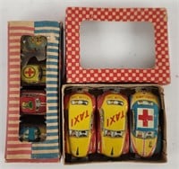Vintage Japan Tin Litho Cars In Original Boxes.