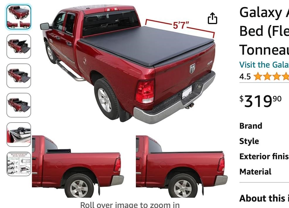 Galaxy Auto Soft Tri-Fold for 2009-24 Dodge Ram