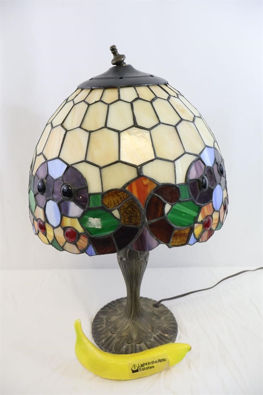 Brass Lamp With Tiffany Style Shade