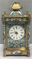 Champleve Brass & Glass Bracket Clock