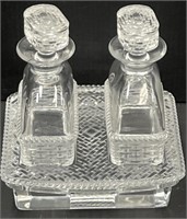Lalique Crystal Art Glass Perfume Bottles & Tray