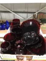 BOX OF RUBY RED GLASS