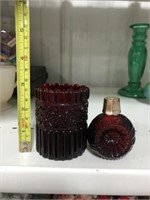 PAIR OF RUBY RED GLASS
