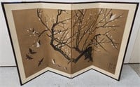 Signed Japanese Watercolor Folding Screen