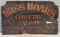 Miss Hoars Saloon Sign Painted Wood