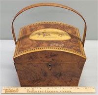 Regency Style Inlaid Wood Box Swing Handle