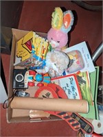 Childrens books, toys, plush animal box lot