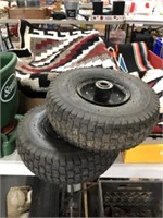 PAIR OF TIRES AND WHEELS 4.10/3.50-4