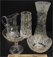 Cut & Colorless Glass Lot incl Kagami MCM Vase