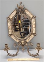 Regency Style Cast Brass Wall Sconce Mirror