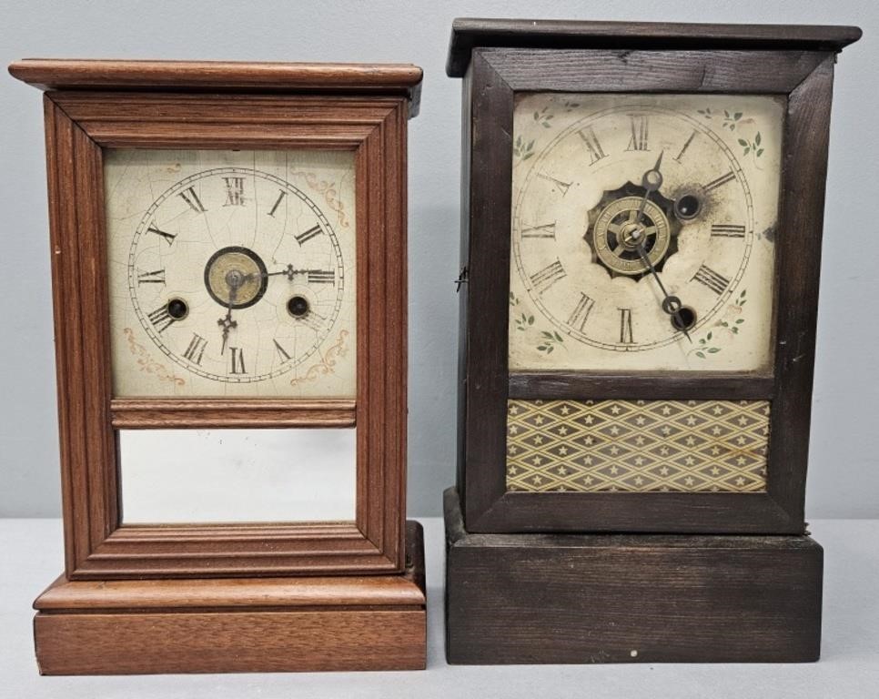 2 Antique American Shelf Clocks incl Ansonia