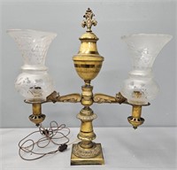 Antique Argand Lamp & Glass Shades Lighting