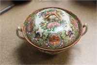 Antique Chinese Rose Medallion Cup with Lid