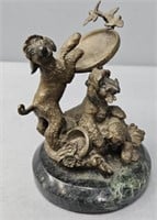 Engle Cast Brass Dogs & Marble Base