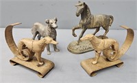 Mixed Metal Dogs & Horse Figure Lot