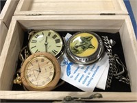 POCKET WATCHES IN WOODEN BOX