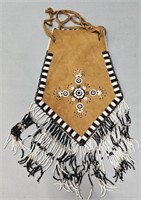 Leather & Bead Work Pouch Native Style