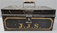 Antique Toleware Box Painted Tin