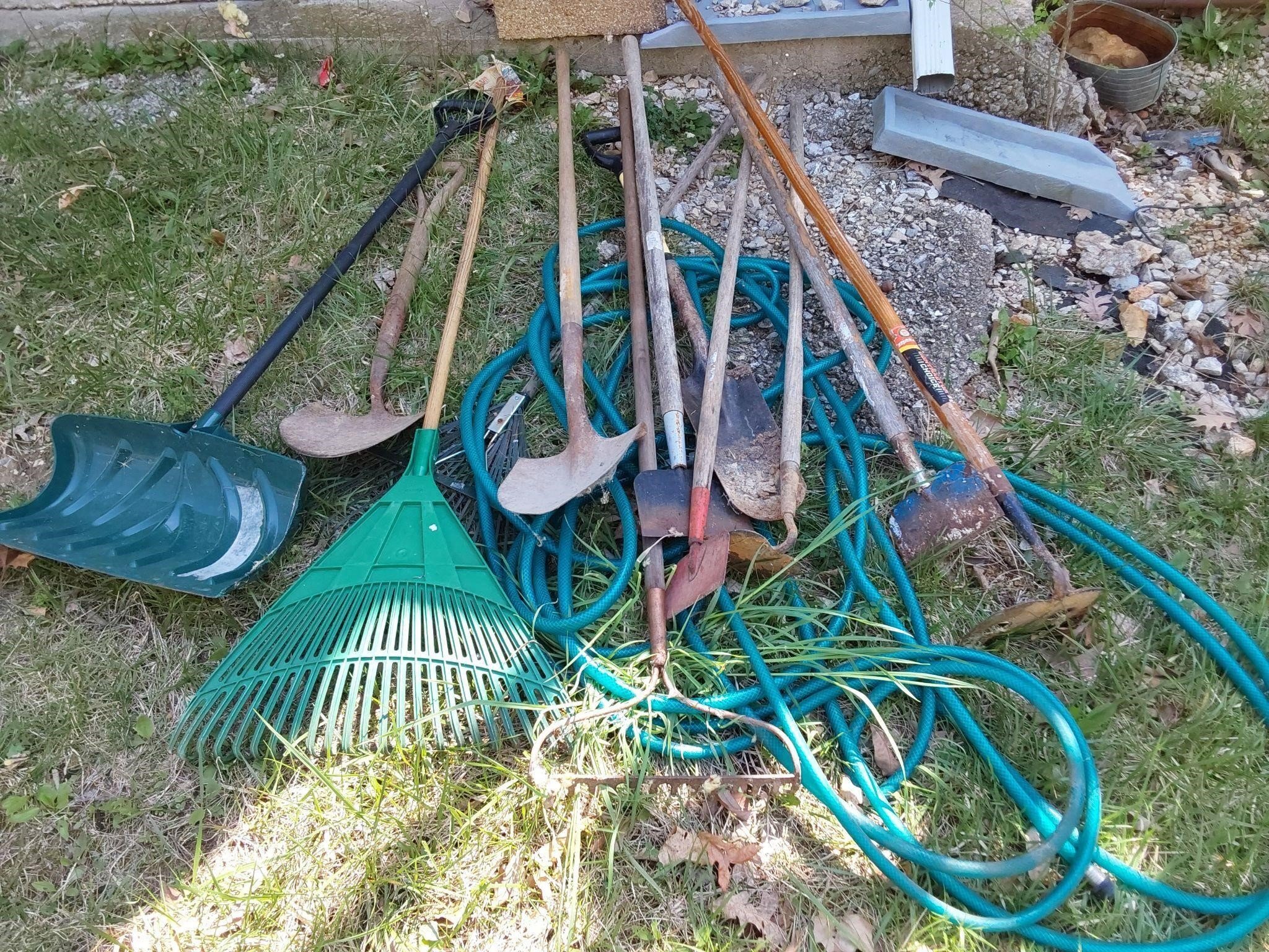 Yard tools and hose