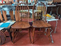 Pair of Windsor Back style wooden dining chairs