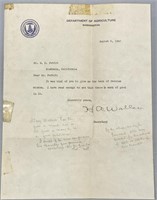 Henry Wallace Signed Letter