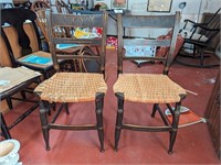 Pair of antique chairs w/ woven seat bottom