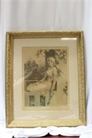 An Antique Victorian Framed Print of a Girl