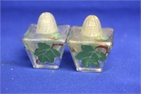 Pair of Painted Glass Salt and Pepper Shaker