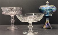 Glass Compotes & Carnival Glass Lot