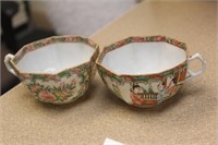 Pair of Antique Chinese Rose Medallion Octagon Cup